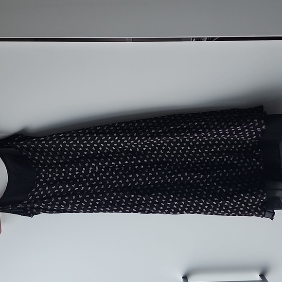 Vintage 90s Cinch Laced Front 100% Printed Viscose Midi Dress - Picture 5 of 8